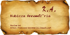 Kubicza Annamária névjegykártya